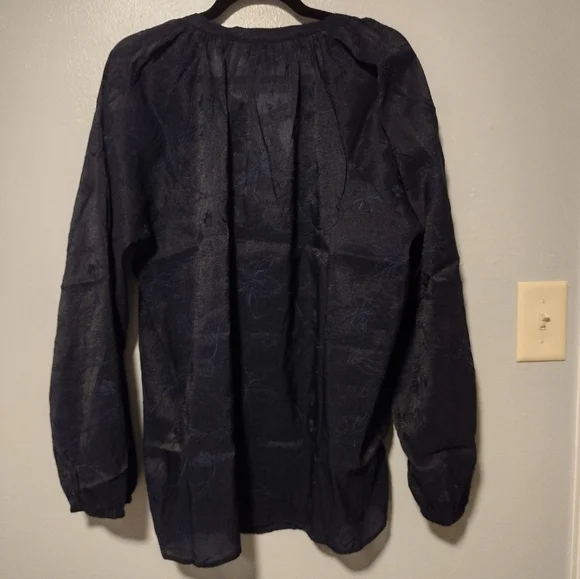 Torrid Chiffon Embroidered Tie Front Peasant Top Blouse - Picture 11 of 11